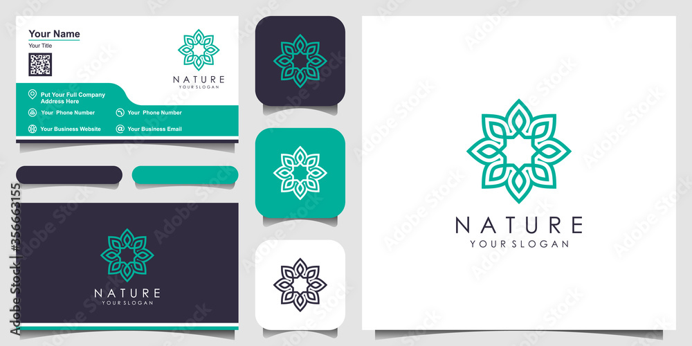 flower logo design with line art style. logos can be used for Spa, Beauty salon, Decoration, Boutique. business card design
