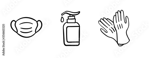 Sanitation accessories Icon - help during Coronavirus or COVID19