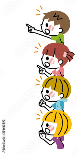 子供達　横向き　びっくり