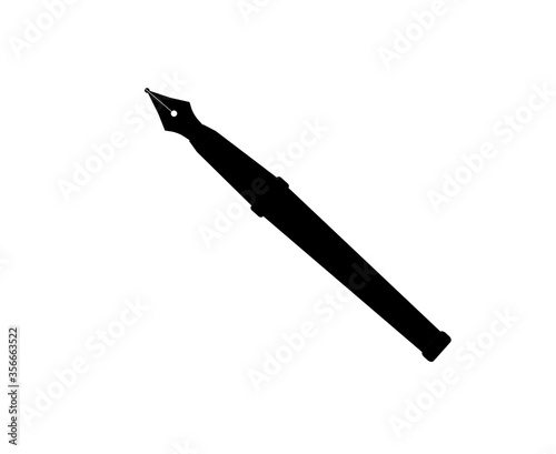 Fountain pen icon isolated on white background. Fountain pen simple silhouette. Web site page and mobile app design vector element.