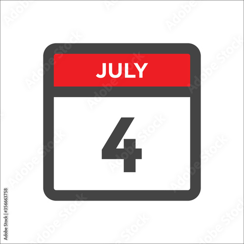 July 4 calendar icon with day of month