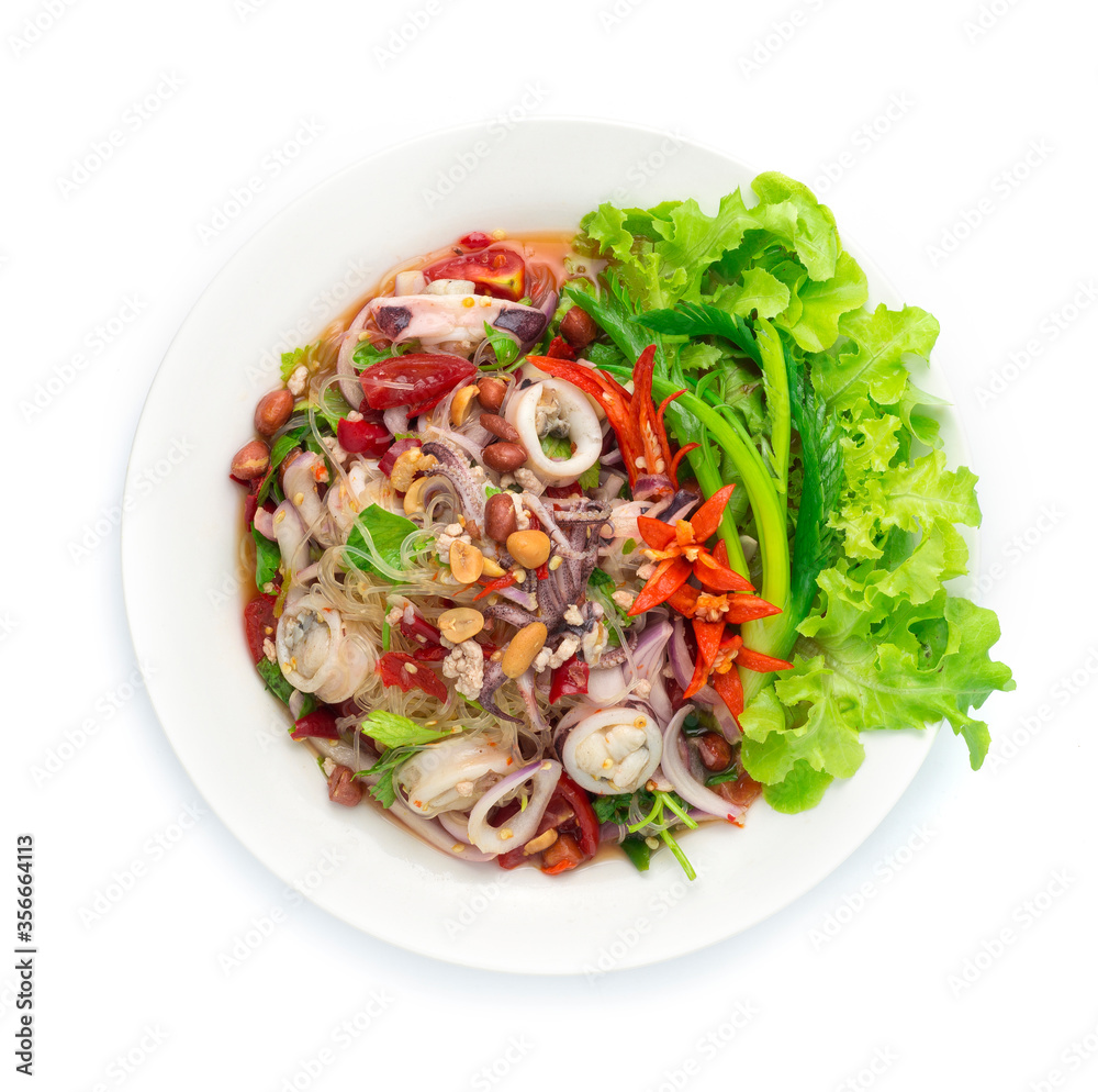 Spicy Salad Vermicelli Noodles with Squids Cutlet Spicy Salad Vermicelli Noodles with Squids Cutlet