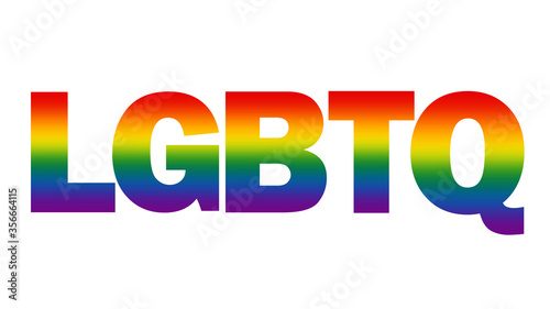 LGBTQ lettering rainbow design on white background. LGBT pride month concept