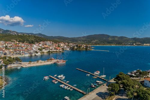 Aerial view of Neos Marmaras on the Sithonia peninsula  in the Chalkidiki   Greece