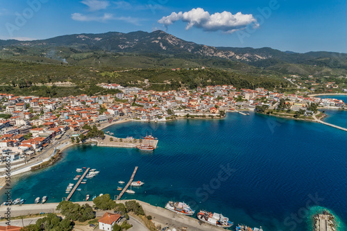 Aerial view of Neos Marmaras on the Sithonia peninsula, in the Chalkidiki , Greece