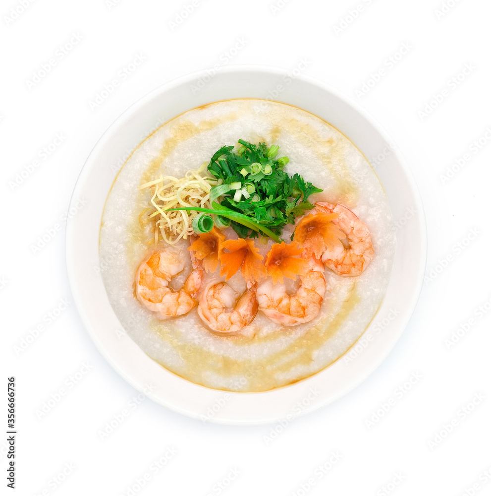 Congee Shrimps ,Rice Porridge served slice ginger Congee Shrimps ,Rice Porridge served slice ginger