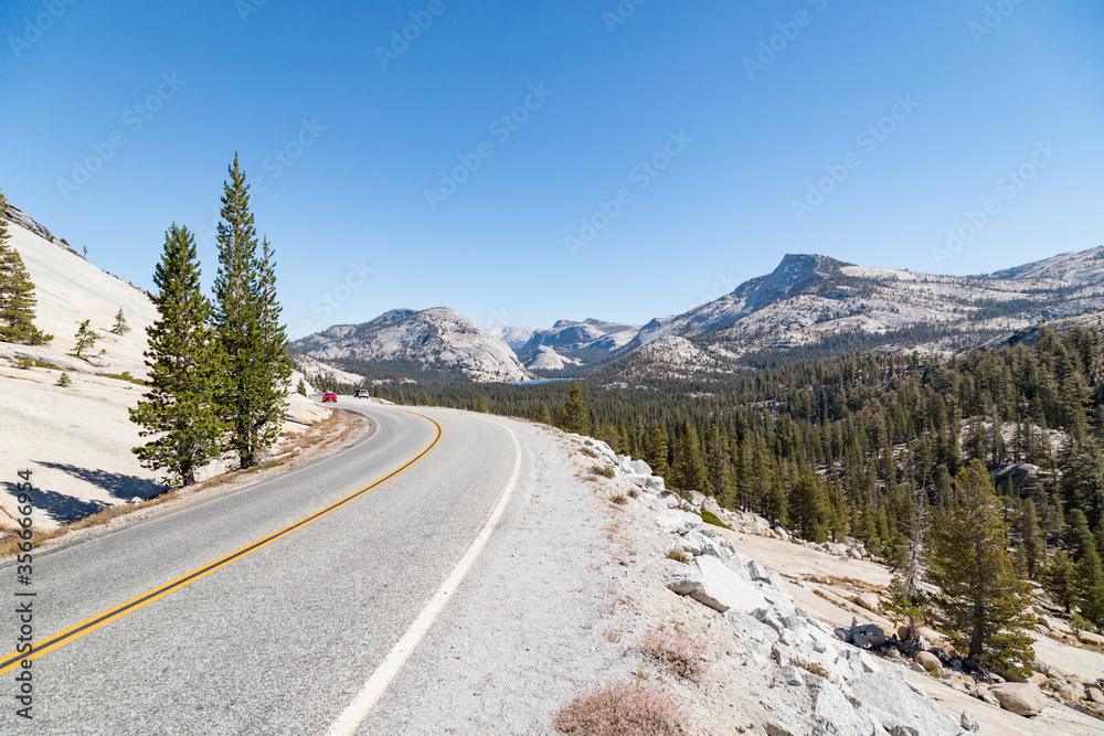 Empty road in Yosemite National Park, California, USA