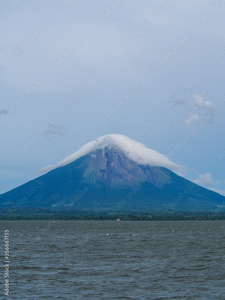 Volcano on Isla de Ometepe, Nicaragua covered in clouds Volcano on Isla de Ometepe, Nicaragua covered in clouds