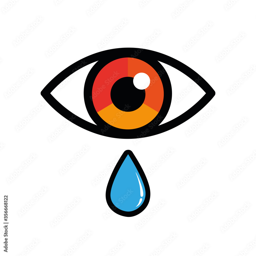red dry eye with drop opthalmology icon isolated on white background vector illustration EPS10 red dry eye with drop opthalmology icon isolated on white background vector illustration EPS10