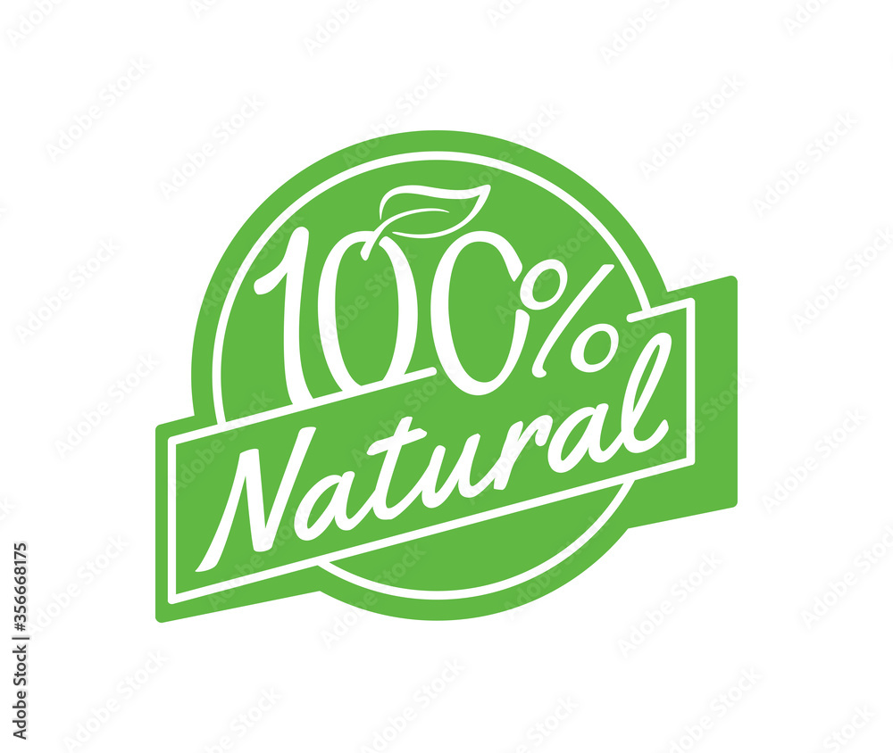 100 natural stamp for healthy eco friendly food products packaging - isolated vector emblem 100 natural stamp for healthy eco friendly food products packaging - isolated vector emblem