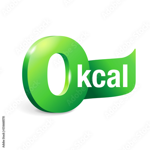 0 kcal - zero calories products table of contents ingredient creative marking - green isolated 3D zero digit 