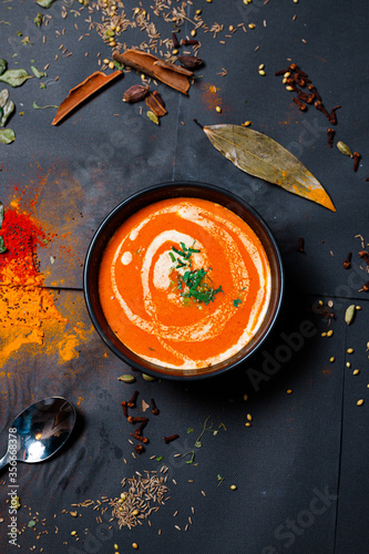 Canvas Print Indian food and spicy spices, stylish photos for the menu