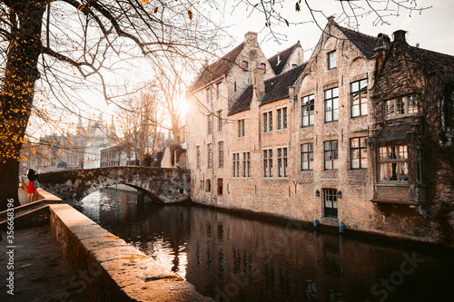 Obraz na płótnie Historic city center of Brugge, Flanders, Belgium w salonie