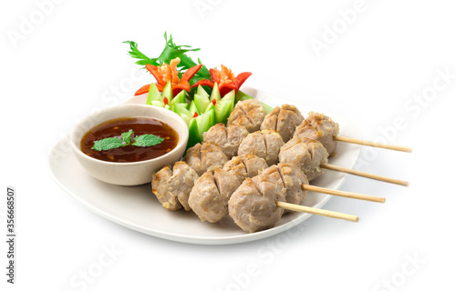 Beef Ball Grilled in bamboo sticks