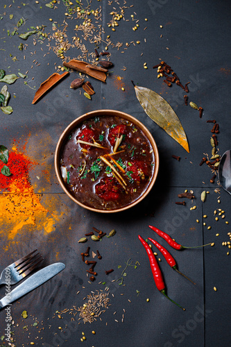 Photography Indian food and spicy spices, stylish photos for the menu
