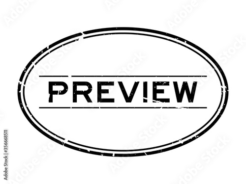 Grunge black preview word oval rubber seal stamp on white background