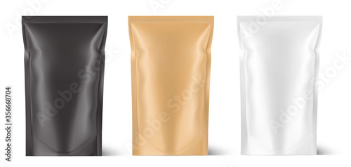 Pouch bag mockup isolated on white background. Vector illustration. Front view. Can be use for template your design, presentation, promo, ad. EPS10.	