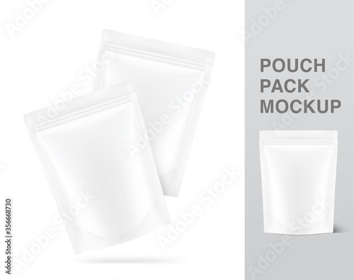Pouch bag mockup isolated on white background. Vector illustration isolated on white background. Front view. Can be use for template your design, presentation, promo, ad. EPS10.	
