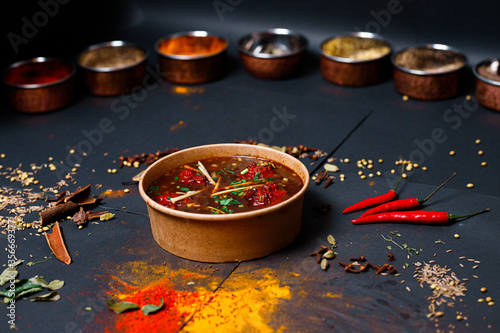 Canvas Print Indian food and spicy spices, stylish photos for the menu