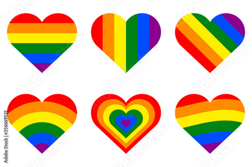 Rainbow heart. Gay pride vector signs isolated on white background.