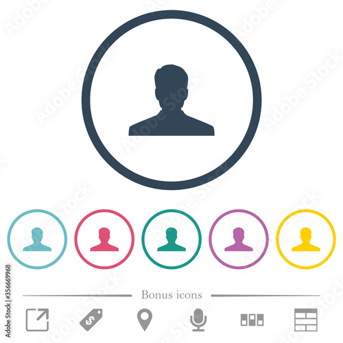 Anonymous avatar flat color icons in round outlines
