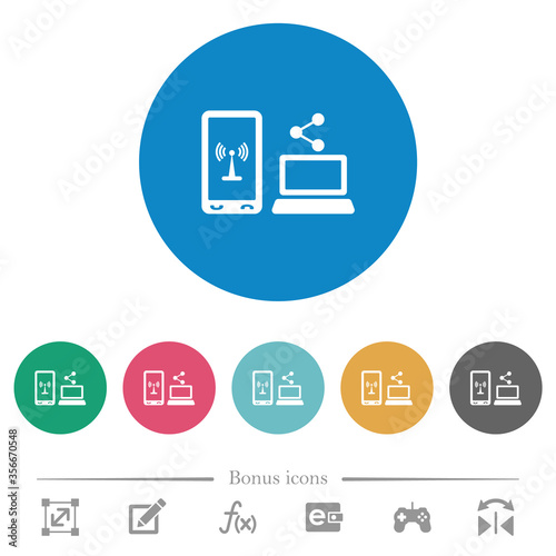 Share mobile internet flat round icons