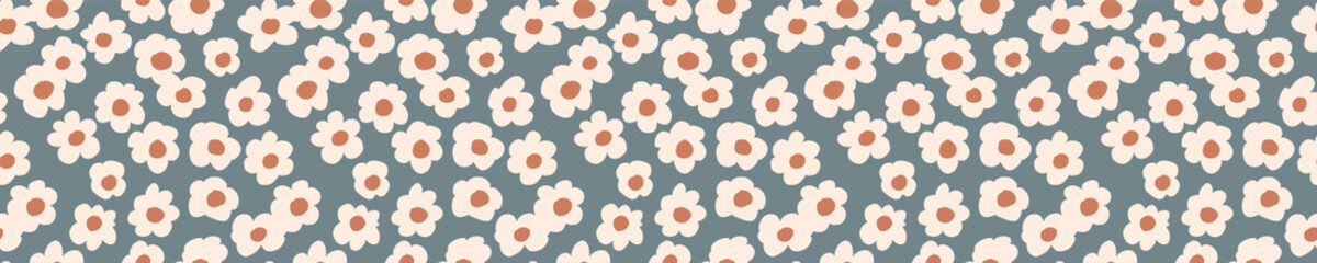 Stickers Bloemenmotief patronen Madeliefjes rand in aardetinten  © Limolida Studio