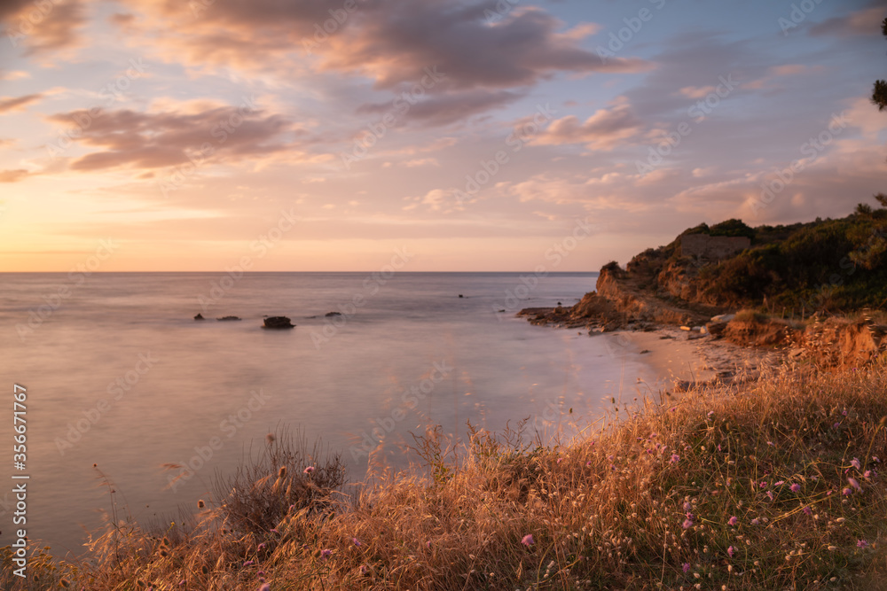 Golden hour over the Mediterranean Sea from the island of Corsica