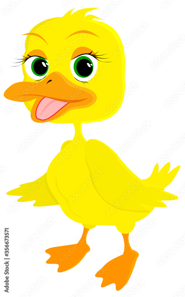 little yellow duck on a white background.Cartoon vector illustration little yellow duck on a white background.Cartoon vector illustration