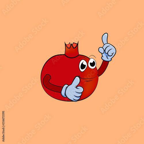 pomegranate mascot for advertising and icon