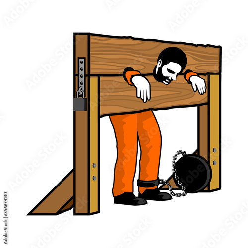 Prisoner Pillory illustration vector template