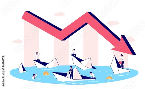 Business bankruptcy concept vector flat style design illustration
