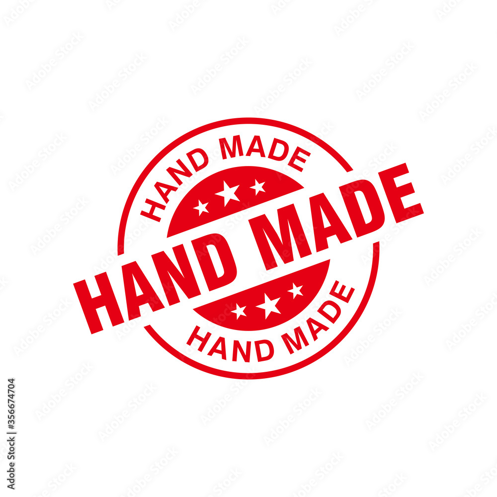 Circle Red Hand Made Rubber Stamps Sign Vector, Circle Red Hand Made Seal, Mark, Label Design Template Circle Red Hand Made Rubber Stamps Sign Vector, Circle Red Hand Made Seal, Mark, Label Design Template