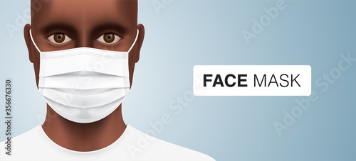 Vecteur Stock African American man wearing a disposable surgical