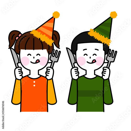 お祝いの御馳走を待ちきれない子ども