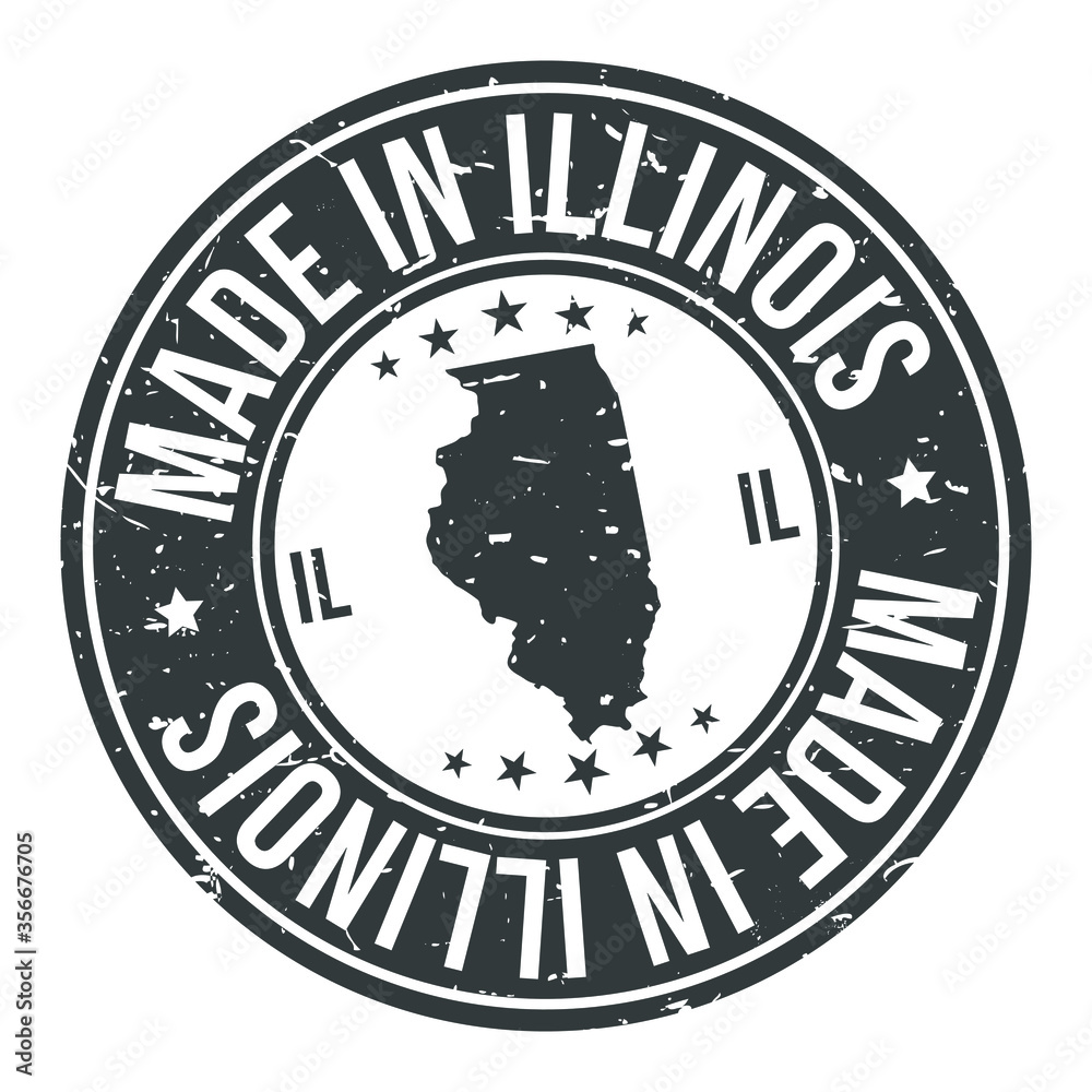 Made In Illinois State USA Quality Original Stamp Design Vector Art Tourism Souvenir Round Made In Illinois State USA Quality Original Stamp Design Vector Art Tourism Souvenir Round