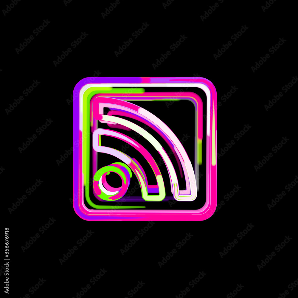 Symbol rss square from multi-colored circles and stripes. UFO Green, Purple, Pink Symbol rss square from multi-colored circles and stripes. UFO Green, Purple, Pink
