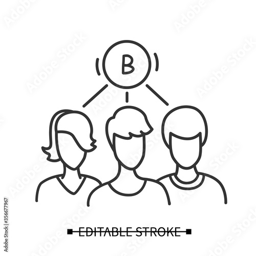 Group demand icon. Customer avatars with common preference pictogram. Consumer feedback collection and marketing audience research concept. Editable stroke vector linear illustration