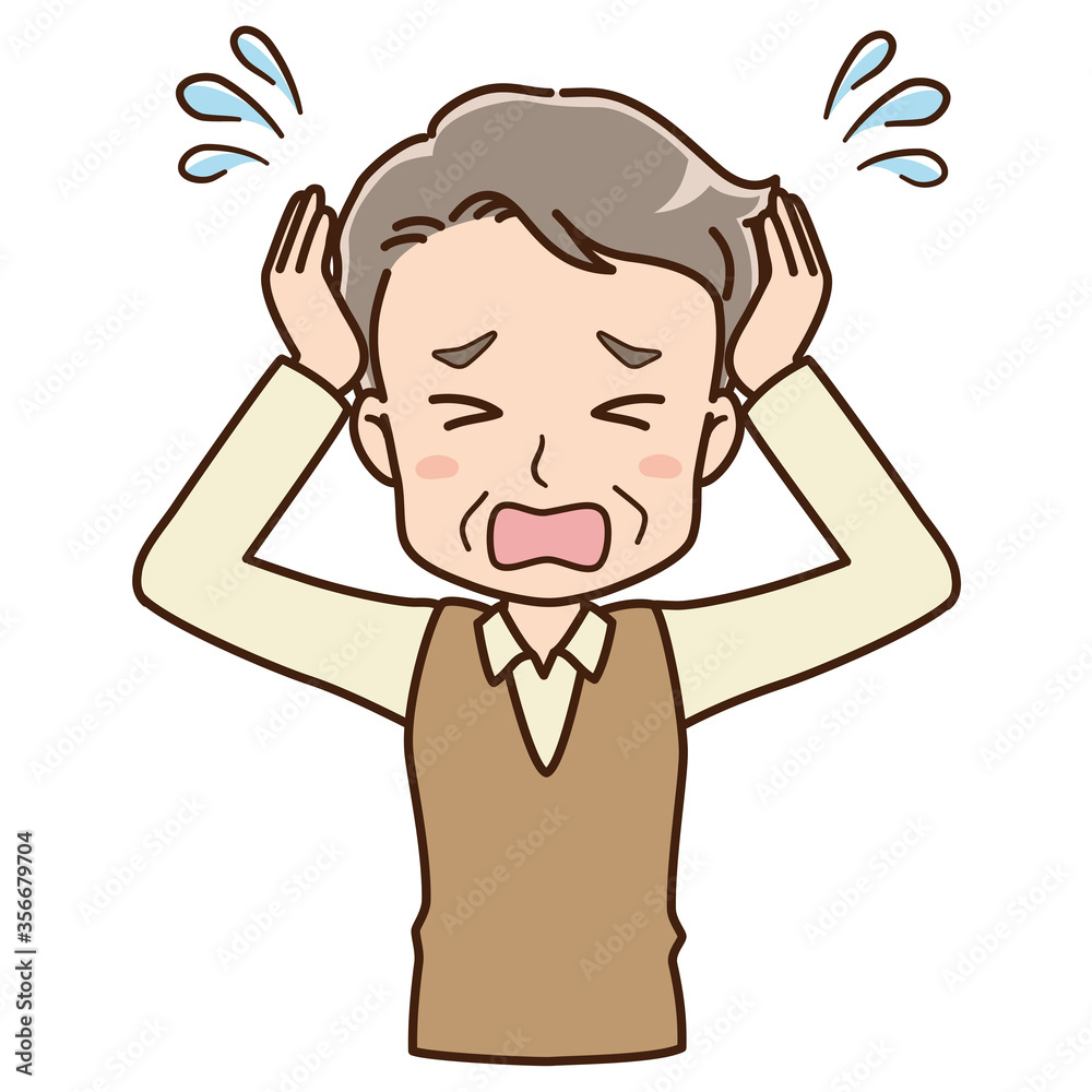 Illustration of a panicking grandfather