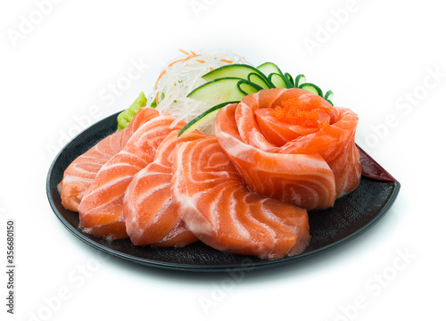 Salmon Sashimi served Wasabi Japanese food style