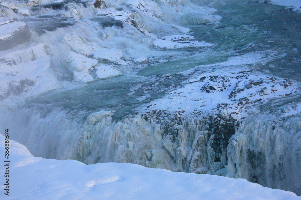 The Waterfall Gullfoss, Iceland in Wintertime, Europe The Waterfall Gullfoss, Iceland in Wintertime, Europe