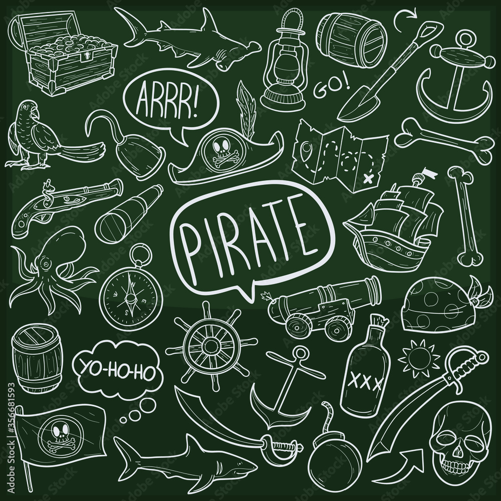 Pirate Adventure Doodle Icon Chalkboard Sketch Pirate Adventure Doodle Icon Chalkboard Sketch