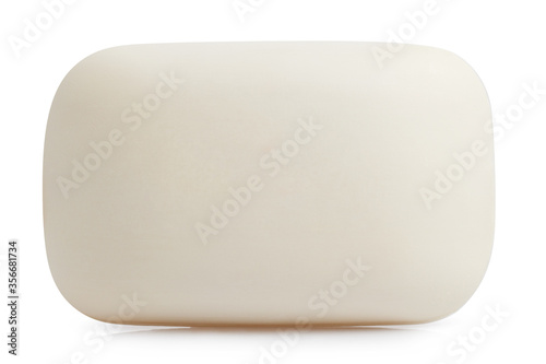 Close-up of hygiene soap piece, isolated on white background