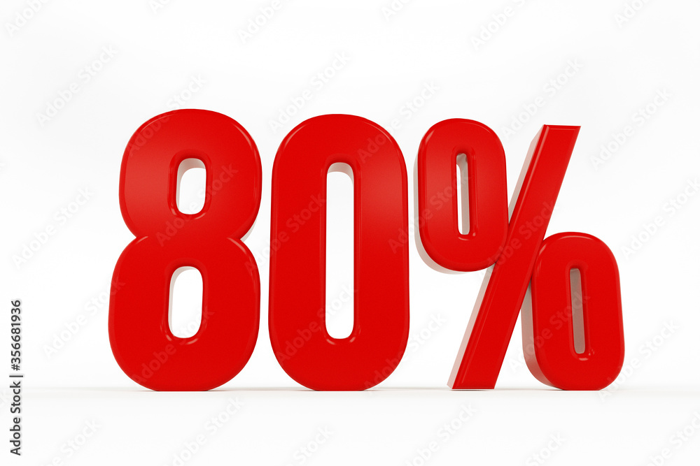 3D Rendering of a eitghty percent symbol 3D Rendering of a eitghty percent symbol