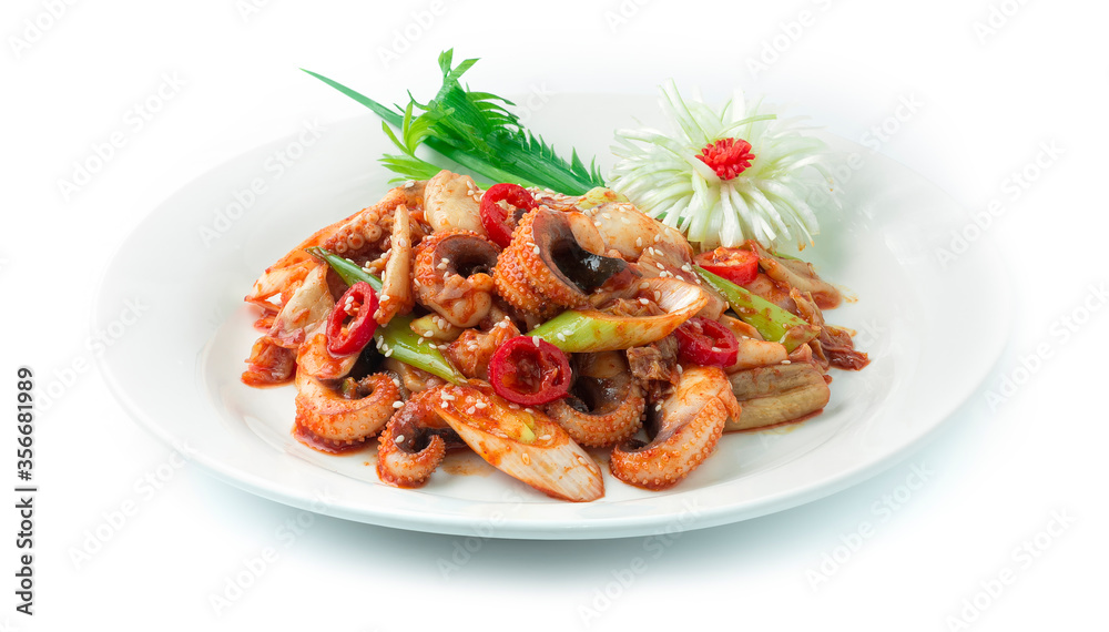 Kimchi Stir Fried with Squids (Ojing o Bogeum) Korean