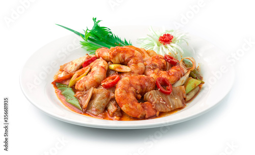 Kimchi Stir Fried with Shrimps Korean Food Style