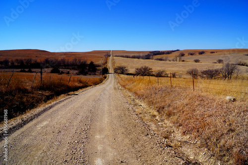 road in the prairie hills of Kansas
