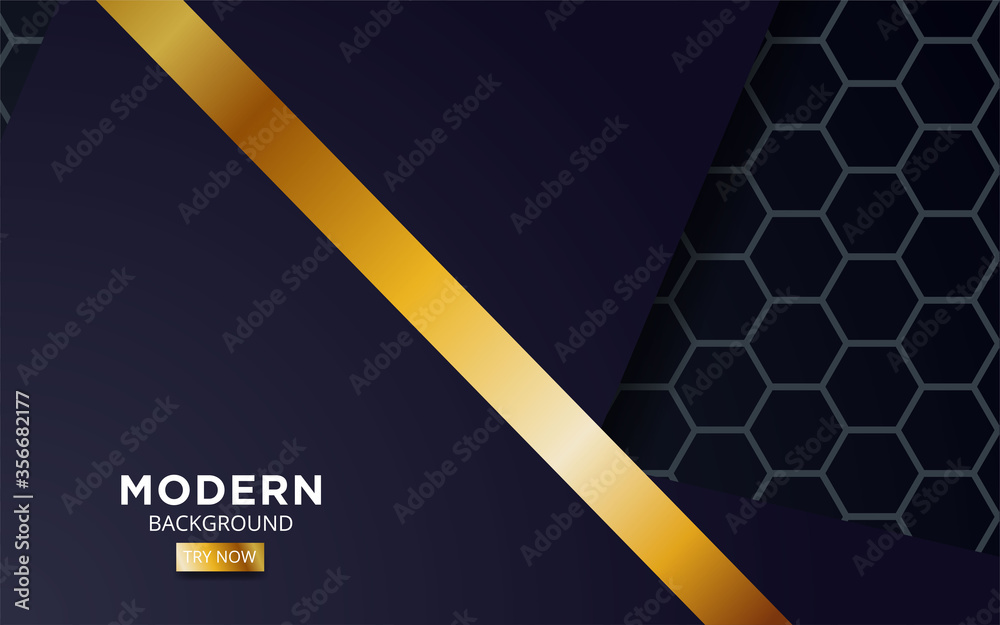 premium dark blue overlap background banner design. Realistic overlap layer on black textured background with golden line. premium dark blue overlap background banner design. Realistic overlap layer on black textured background with golden line.