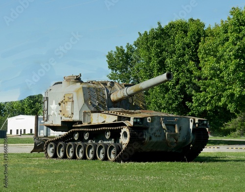 A military tanker displayed at the 142D field artillery in Siloam Springs, Arkansas photo