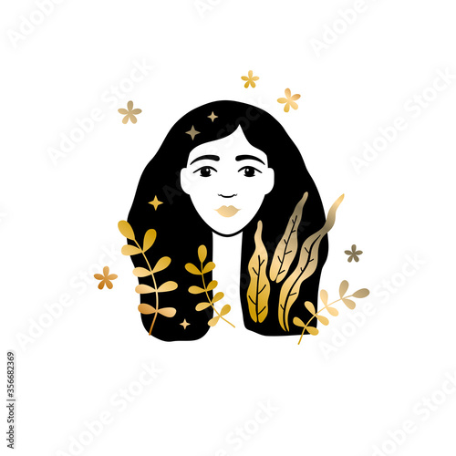Virgo of zodiac, horoscope concept, vector art, illustration. Beautiful girl silhouette. Astrological sign as a beautiful women. Future telling, horoscope, alchemy, spirituality, occultism, fashion